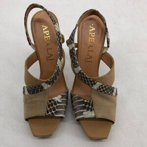Aperlai Paris python suede nude tan  sling back high heels 39